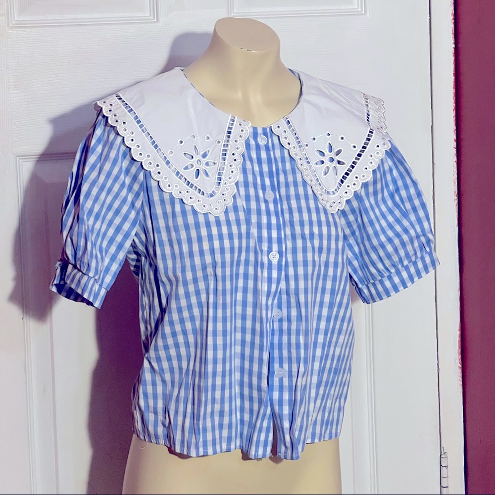 Cute Checkered Blouse (Korean Fashion)